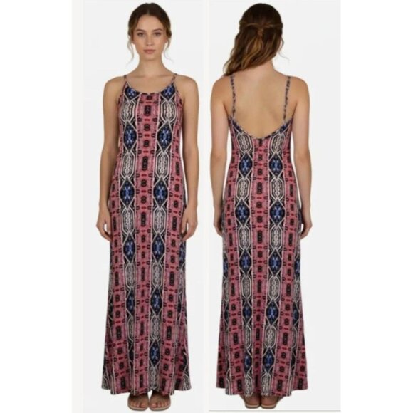Forever 21 Dresses & Skirts - Forever 21 Women's Multicolor Aztec Print Spaghetti Strap Maxi Dress Size Large